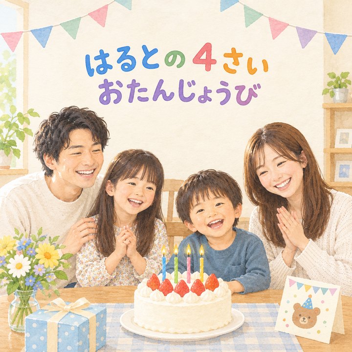 表紙サンプル:はるとの4さいおたんじょうび