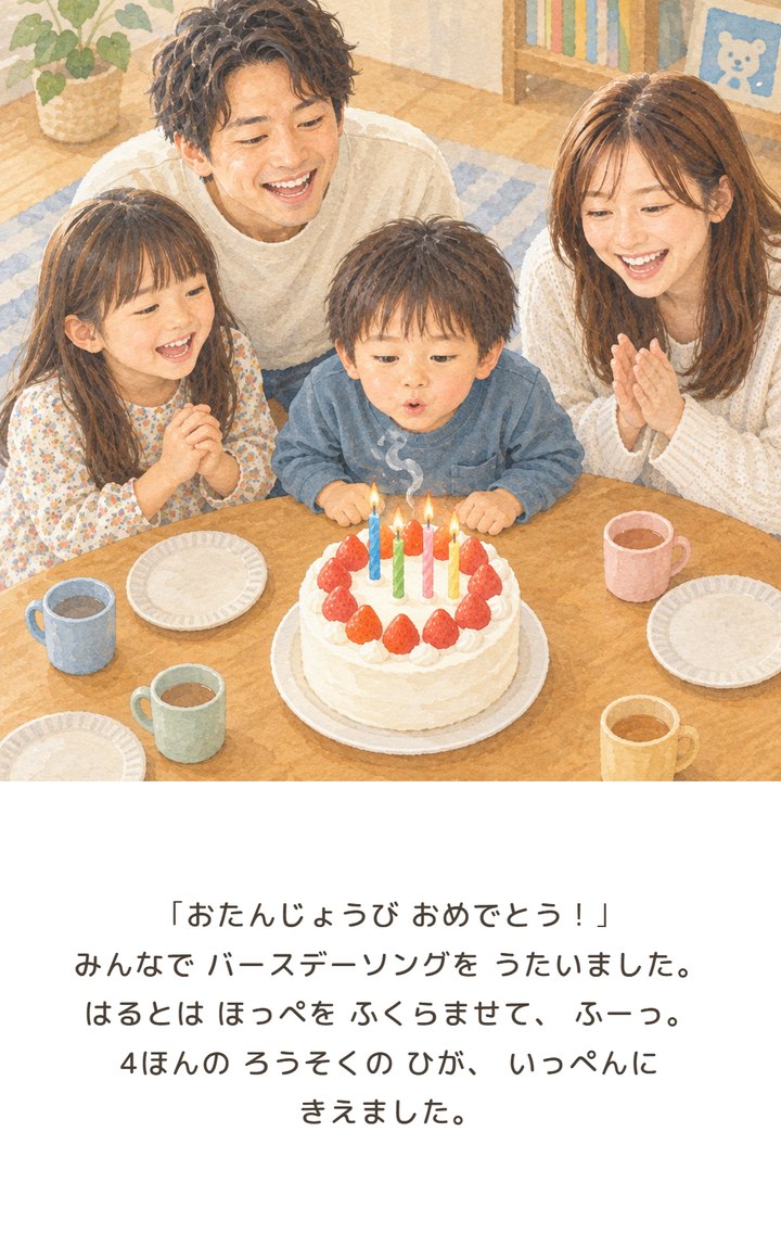 サンプルページ:ろうそくを吹き消す場面