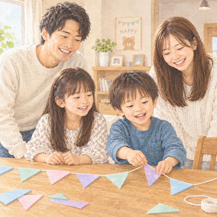 家族の顔を活かしたイラスト