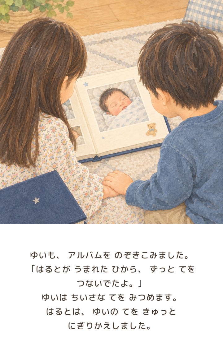 サンプルページ:おねえちゃんと手をつなぐ場面
