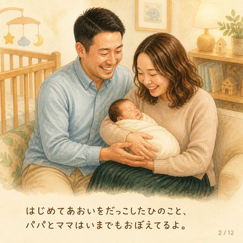 はじめてだっこした日のイラスト