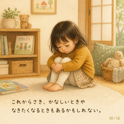 ひとりで泣いてしまう場面のイラスト