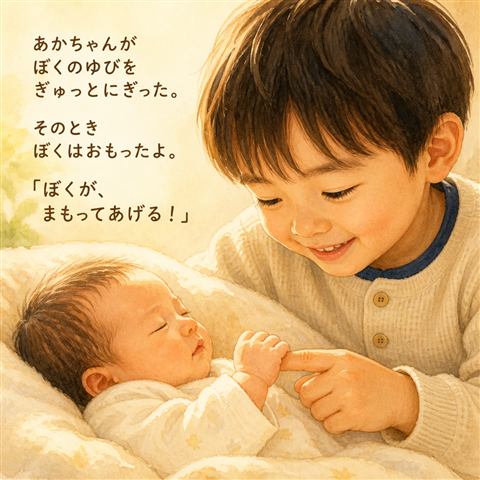 指をにぎるシーンのイラスト